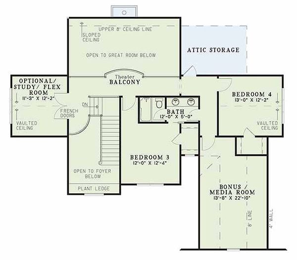 Architectural House Design - Craftsman Floor Plan - Upper Floor Plan #17-2133