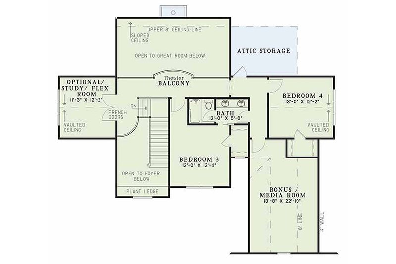 Dream House Plan - Floor Plan - Upper Floor for Craftsman House Plan #17-2133 - 4 bed, 3 bath