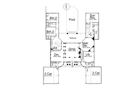 Floor Plan - Main Floor for Classical House Plan #119-259 - 3 bed, 3.5 bath