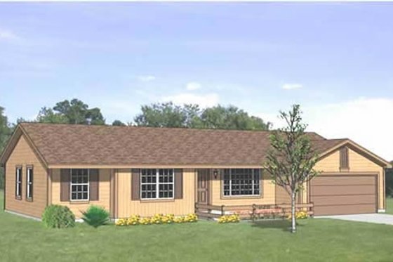 Exterior - Front Elevation for Ranch House Plan #116-155 - 3 bed, 1 bath