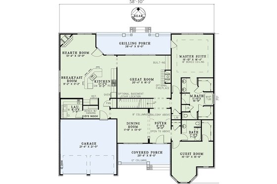 Floor Plan - Main Floor for European House Plan #17-1181 - 4 bed, 3 bath
