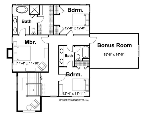 Home Plan - Floor Plan - Upper Floor for Farmhouse House Plan #928-425 - 3 bed, 2.5 bath