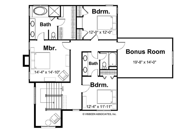 Home Plan - Floor Plan - Upper Floor for Farmhouse House Plan #928-425 - 3 bed, 2.5 bath