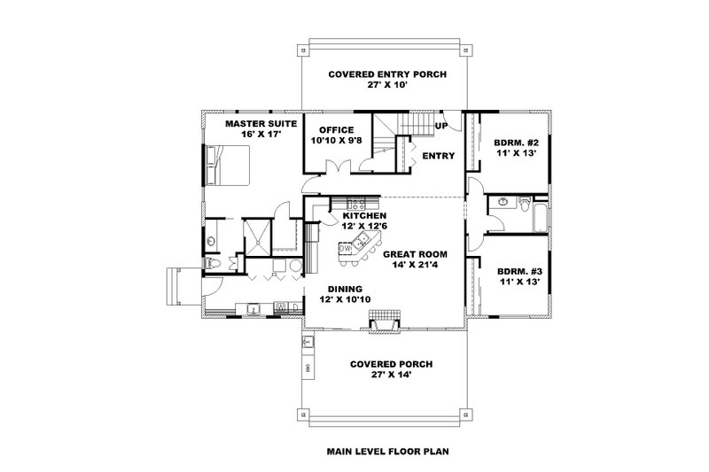 House Design - Floor Plan - Main Floor for Country House Plan #117-894 - 3 bed, 2 bath