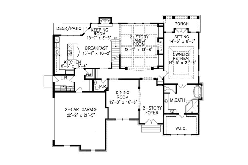 House Blueprint - Floor Plan - Main Floor for Traditional House Plan #54-409 - 4 bed, 3.5 bath
