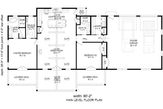 Floor Plan - Main Floor for Country House Plan #932-1069 - 2 bed, 2 bath