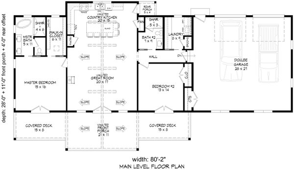 House Blueprint - Country Floor Plan - Main Floor Plan #932-1069