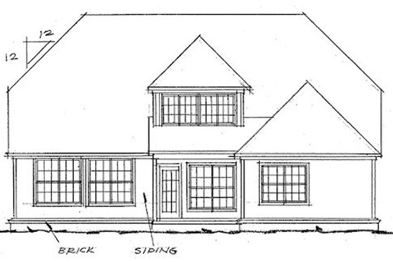 Exterior - Rear Elevation for Traditional House Plan #20-1292 - 4 bed, 2.5 bath