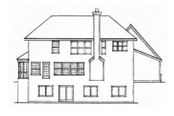 Exterior - Rear Elevation for European House Plan #320-298 - 3 bed, 2.5 bath