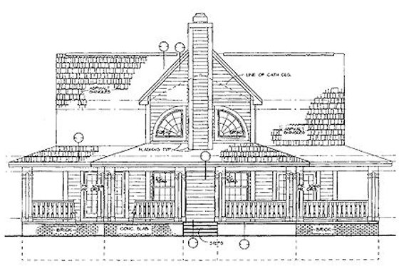 Exterior - Rear Elevation for Country House Plan #72-484 - 3 bed, 2 bath
