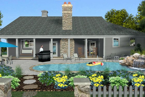 Exterior - Rear Elevation for Craftsman House Plan #56-718 - 3 bed, 2.5 bath