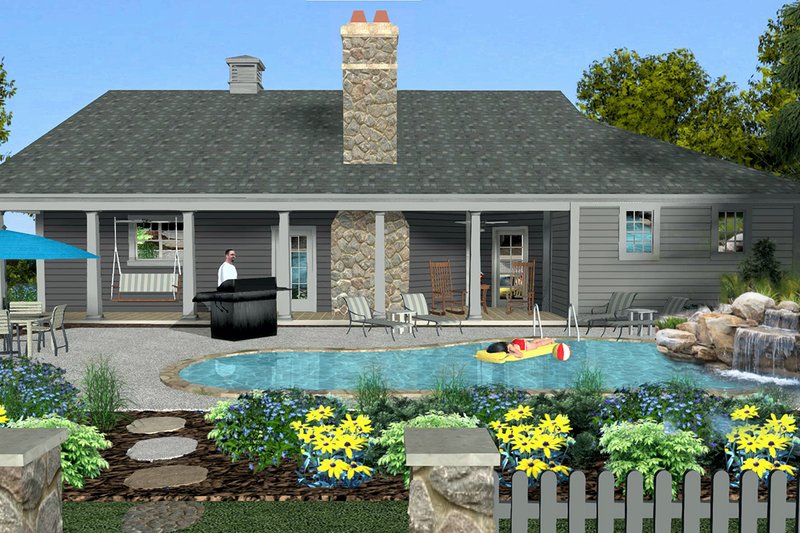 House Blueprint - Exterior - Rear Elevation for Craftsman House Plan #56-718 - 3 bed, 2.5 bath