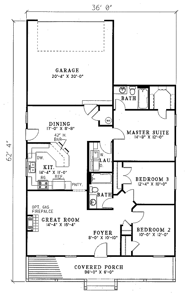 Country Floor Plan - Main Floor Plan #17-1051