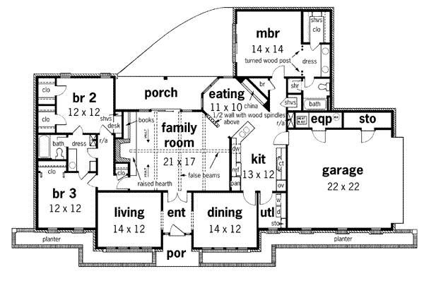 House Design - Ranch Floor Plan - Main Floor Plan #45-194