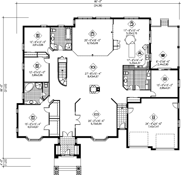 Traditional Floor Plan - Main Floor Plan #25-1239