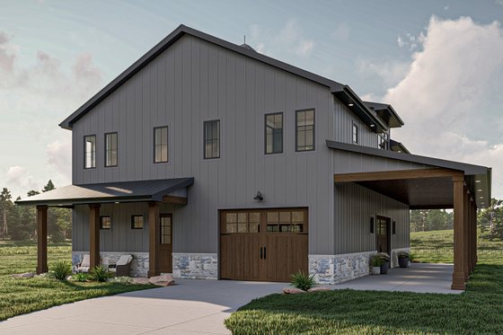Exterior - Front Elevation for Barndominium House Plan #455-613 - 3 bed, 3 bath