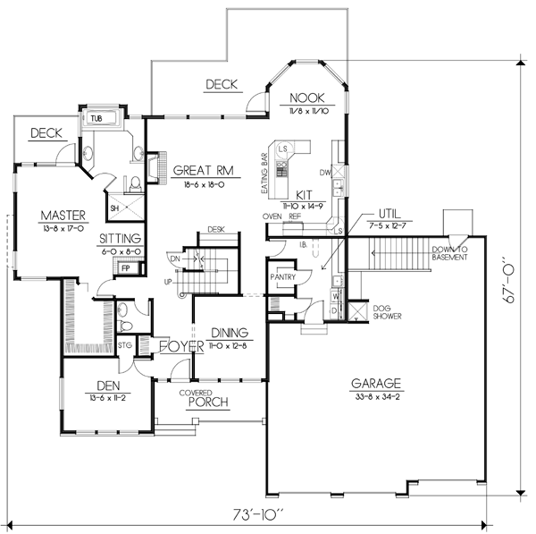 Traditional Floor Plan - Main Floor Plan #100-461