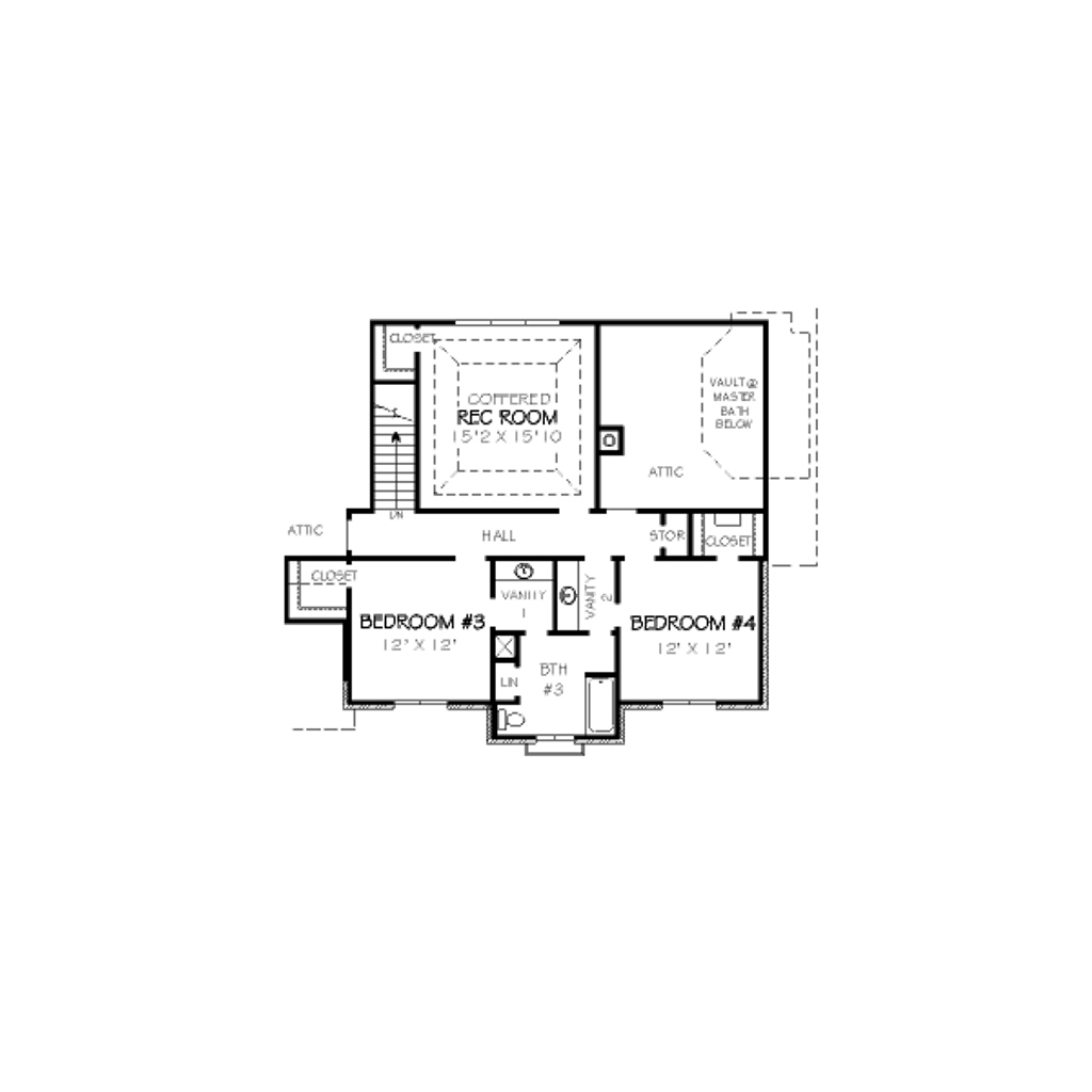 Floor Plan - Upper Floor for Traditional House Plan #424-77 - 4 bed, 3.5 bath