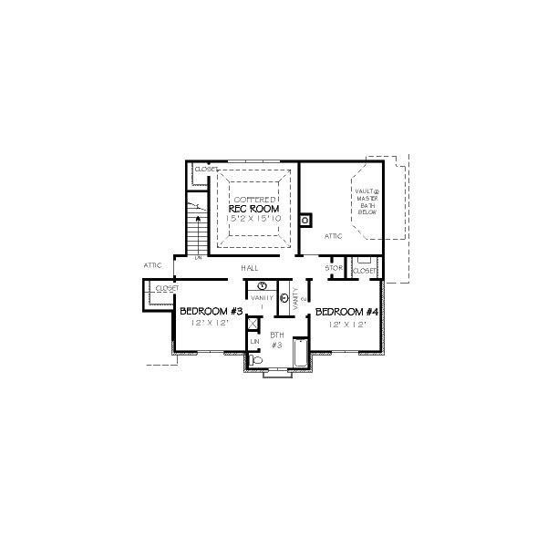 Floor Plan - Upper Floor for Traditional House Plan #424-77 - 4 bed, 3.5 bath