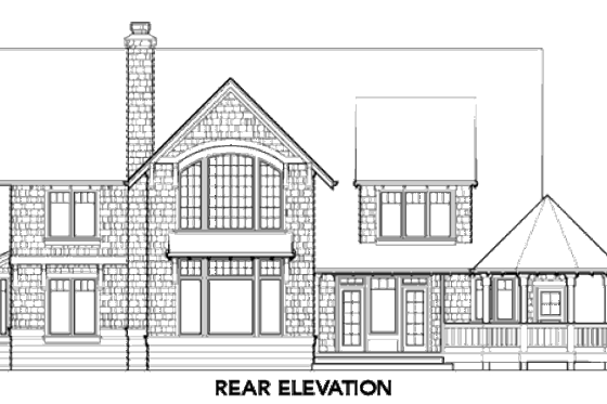 Exterior - Rear Elevation for Traditional House Plan #48-382 - 4 bed, 4 bath