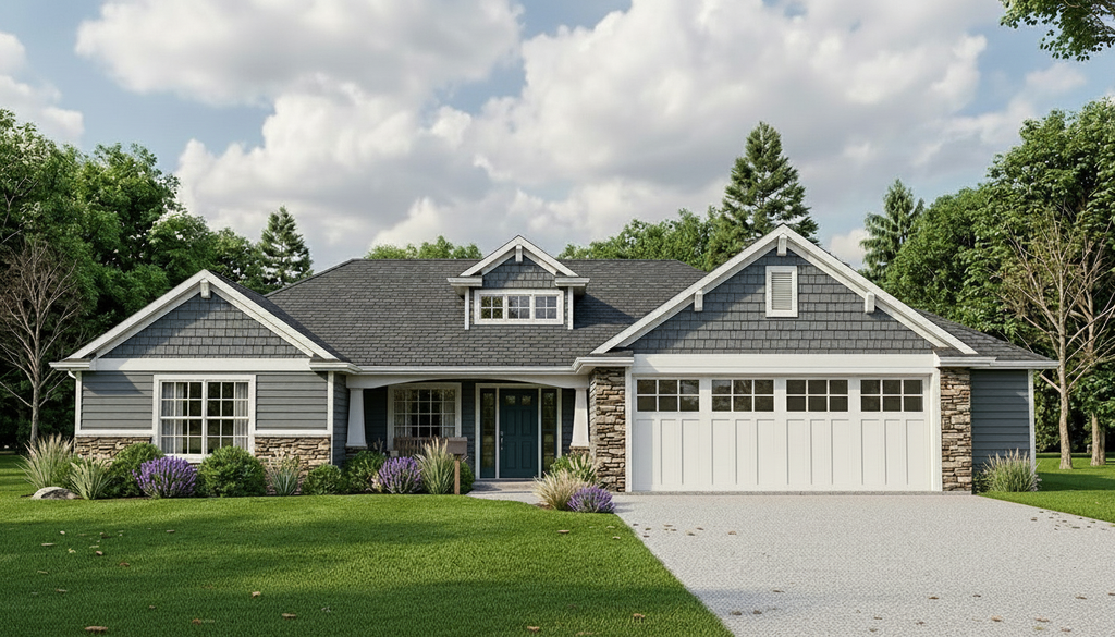 Exterior - Front Elevation 2 for Ranch House Plan #1064-112 - 3 bed, 2 bath