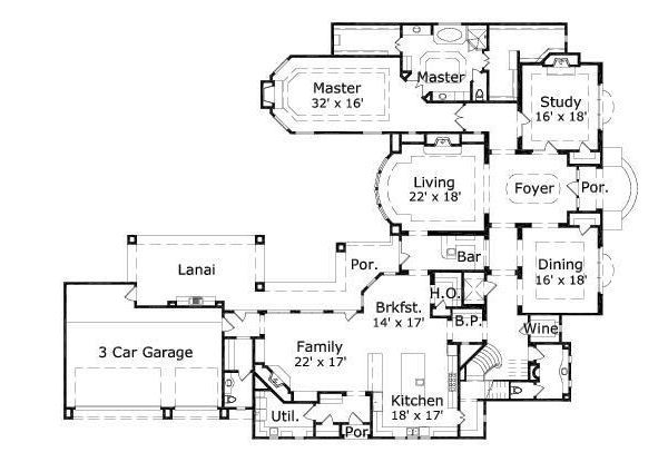 Mediterranean Floor Plan - Main Floor Plan #411-634