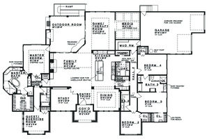 Floor Plan - Main Floor for Prairie House Plan #935-13 - 5 bed, 4 bath
