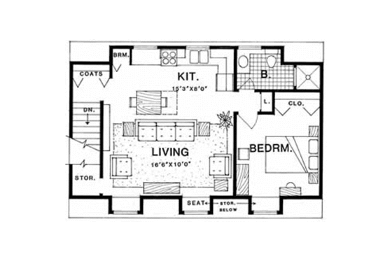 Floor Plan - Upper Floor for Farmhouse House Plan #116-134 - 1 bed, 1 bath