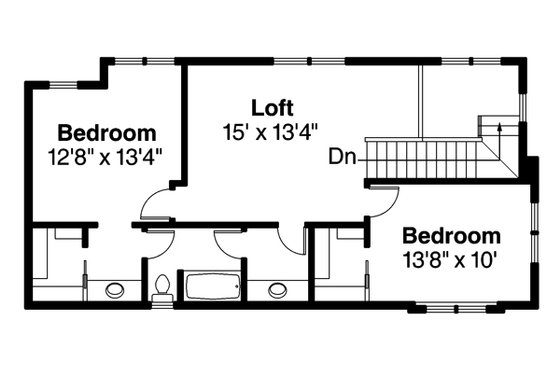 Floor Plan - Upper Floor for Contemporary House Plan #124-875 - 3 bed, 2.5 bath