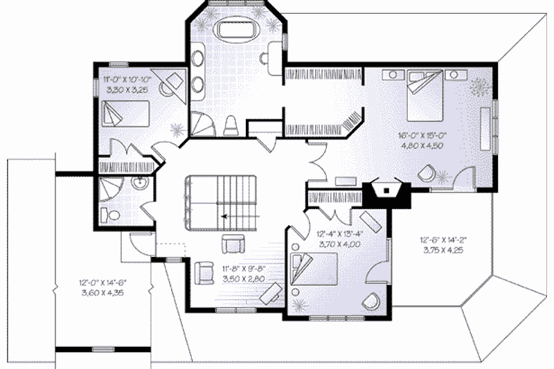 House Blueprint - Floor Plan - Upper Floor for Farmhouse House Plan #23-519 - 3 bed, 2.5 bath