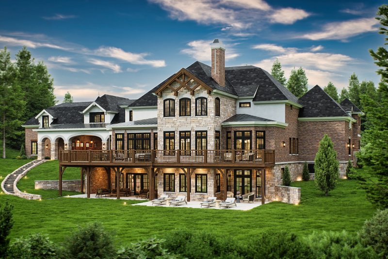 Home Plan - Exterior - Rear Elevation 2 for Mediterranean House Plan #119-414 - 4 bed, 4.5 bath