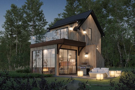 Exterior - Rear Elevation for European House Plan #23-2824 - 2 bed, 1 bath