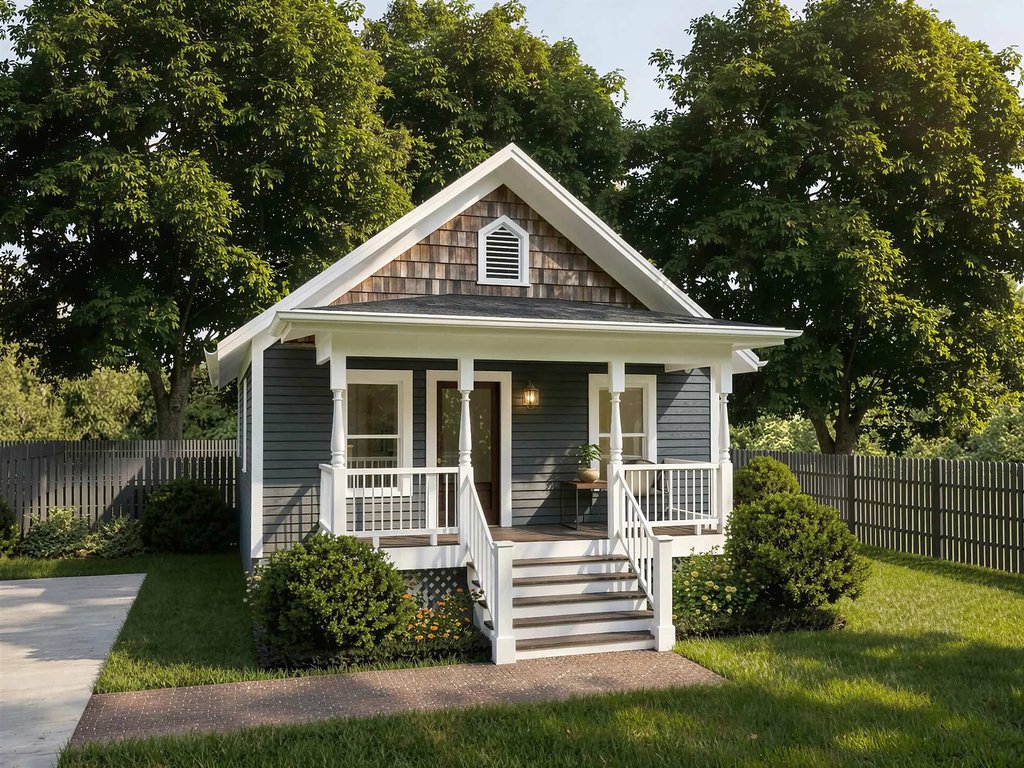 Exterior - Front Elevation 2 for Bungalow House Plan #79-101 - 2 bed, 1 bath