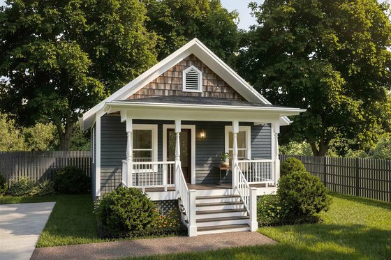 Exterior - Front Elevation for Bungalow House Plan #79-101 - 2 bed, 1 bath