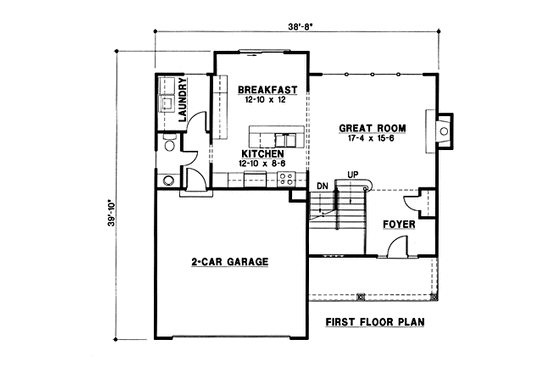 Floor Plan - Main Floor for Traditional House Plan #67-179 - 3 bed, 3 bath