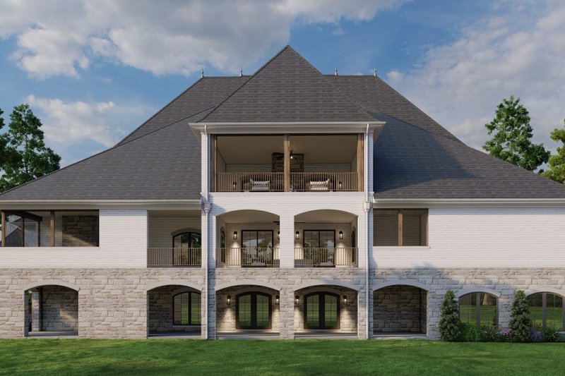 Architectural House Design - Exterior - Rear Elevation for European House Plan #923-354 - 7 bed, 8.5 bath