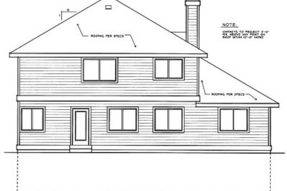Exterior - Rear Elevation for Traditional House Plan #90-205 - 5 bed, 3 bath