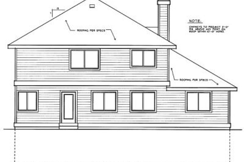 House Blueprint - Exterior - Rear Elevation for Traditional House Plan #90-205 - 5 bed, 3 bath