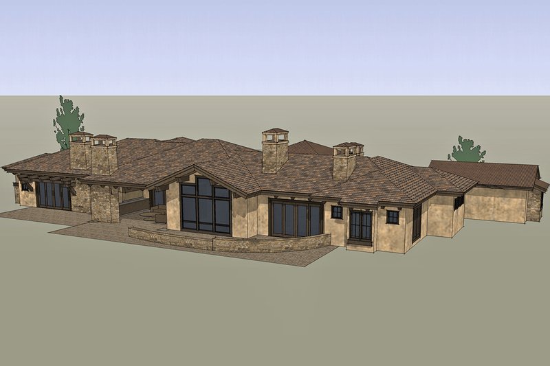Home Plan - Exterior - Rear Elevation 2 for Mediterranean House Plan #892-31 - 3 bed, 3.5 bath