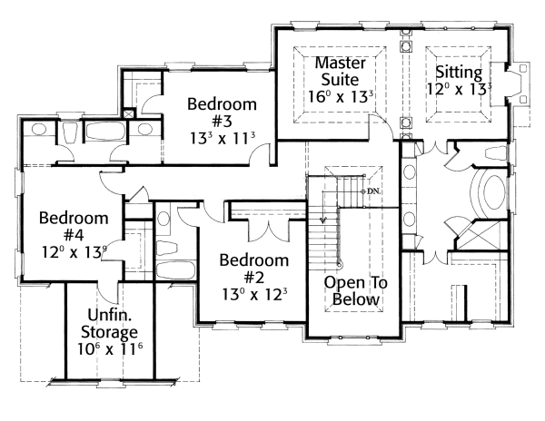 Architectural House Design - Colonial Floor Plan - Upper Floor Plan #429-7
