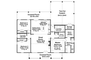 Floor Plan - Main Floor for Barndominium House Plan #21-451 - 3 bed, 2 bath