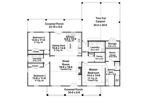 Floor Plan - Main Floor for Barndominium House Plan #21-451 - 3 bed, 2 bath