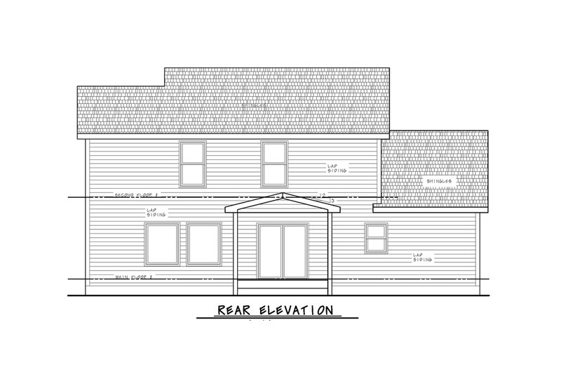 House Blueprint - Exterior - Rear Elevation for Craftsman House Plan #20-2492 - 4 bed, 3.5 bath