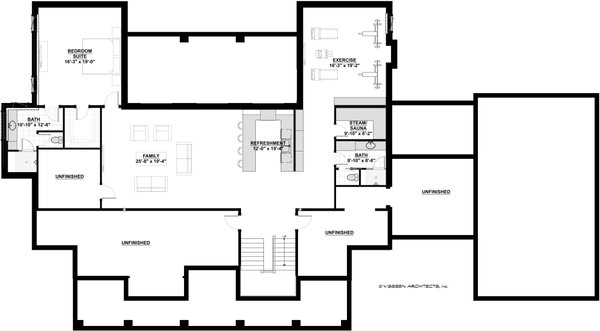 House Design - Farmhouse Floor Plan - Lower Floor Plan #928-313