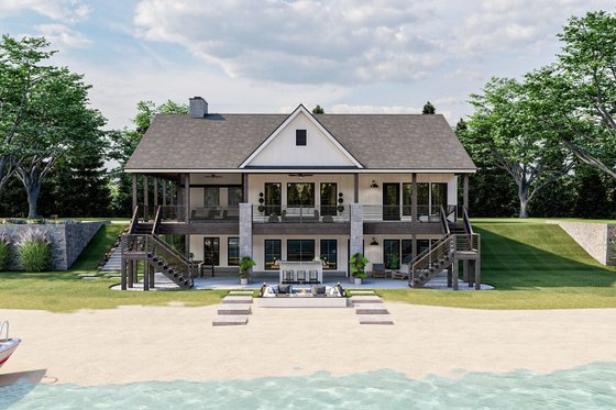 Exterior - Rear Elevation for Farmhouse House Plan #455-258 - 2 bed, 2 bath