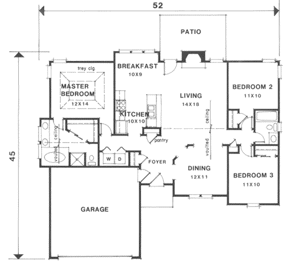 House Blueprint - Traditional Floor Plan - Main Floor Plan #129-110