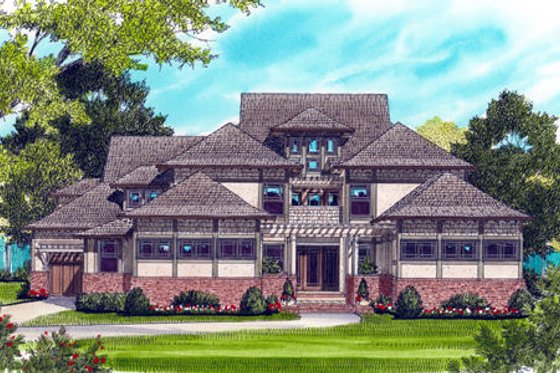 Exterior - Front Elevation for Craftsman House Plan #413-836 - 5 bed, 5.5 bath