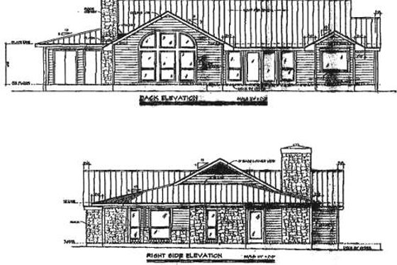 Exterior - Rear Elevation for Country House Plan #140-116 - 3 bed, 2 bath