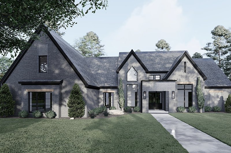 House Blueprint - European Exterior - Front Elevation Plan #923-297
