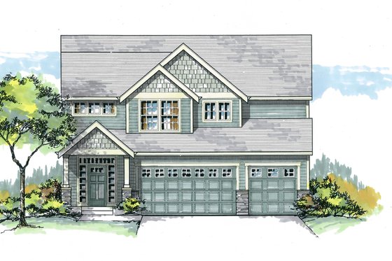Exterior - Front Elevation for Craftsman House Plan #53-485 - 4 bed, 2.5 bath